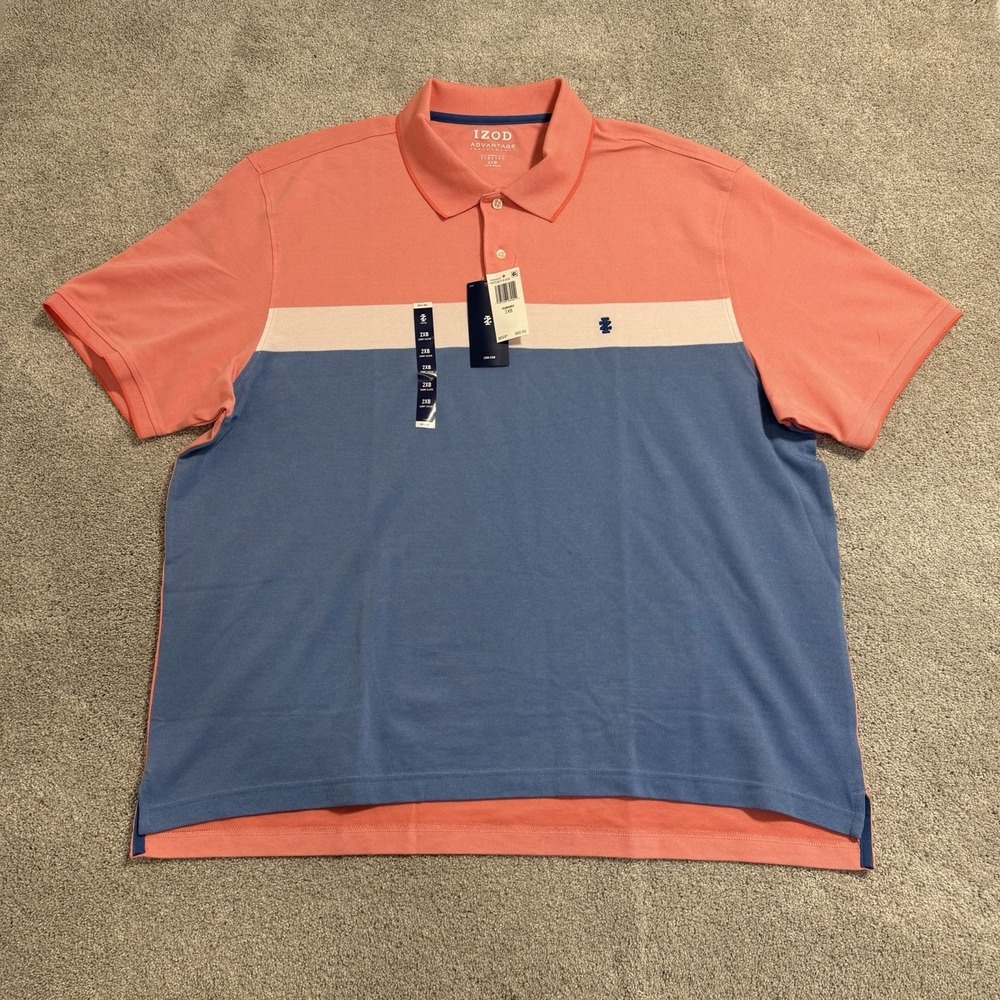 IZOD Dubarry Polo Shirt Mens 2XB Blue Coral Golf Advantage Performance Stretch